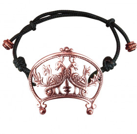 Bracelet-lace "Wide-horned moon with a pair of birds"