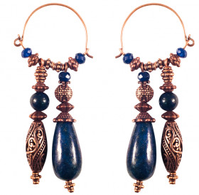Double earrings with lapis lazuli
