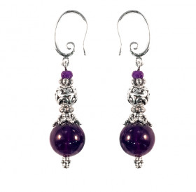Single earrings №2 with amethysts