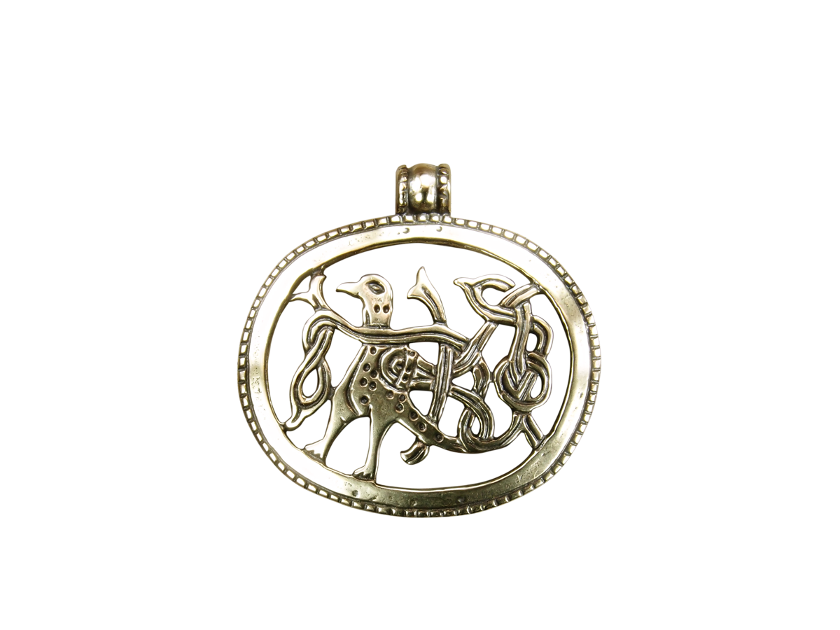 Slotted pendant "Bird with intertwined tail"